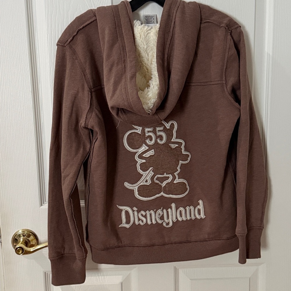Disney parks Mickey Brown Zip-Up Hoodie 55 anniversary fleece lined size medium - Picture 5 of 5